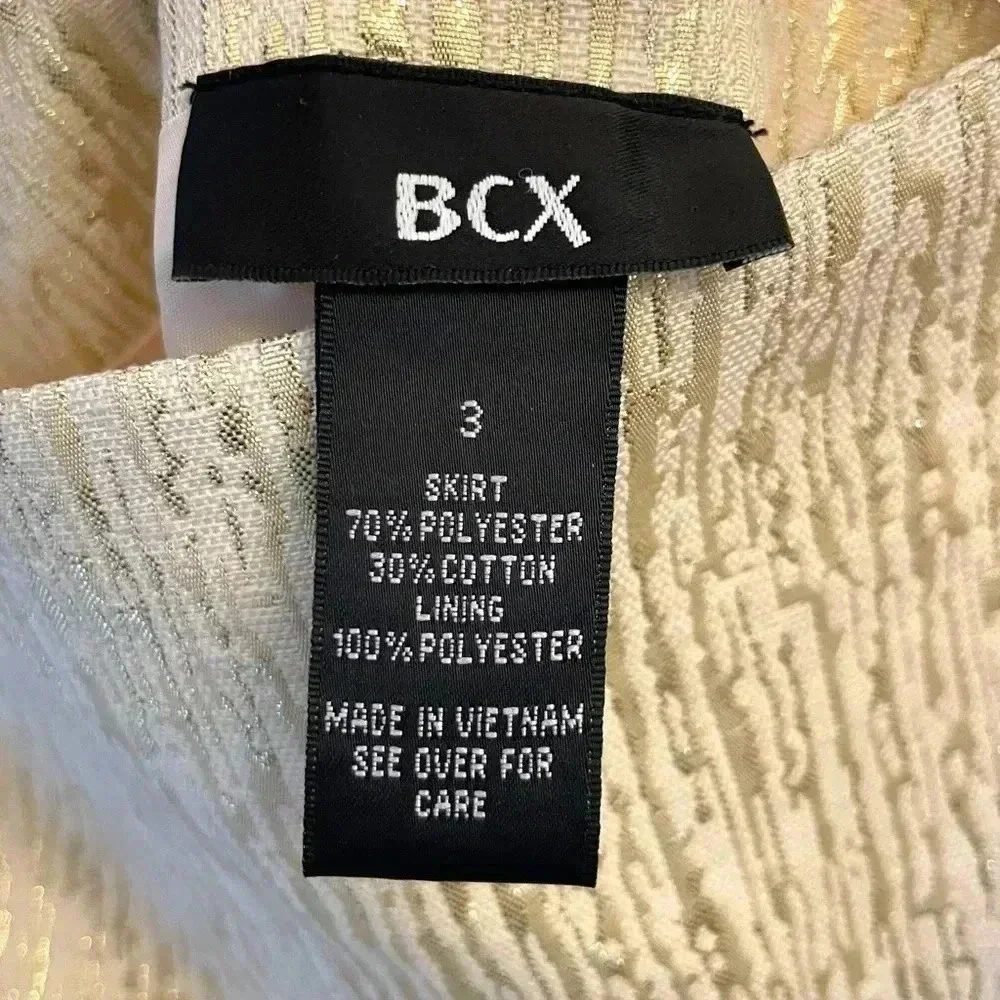 BCX Mini Cream Gold Brocade Skirt